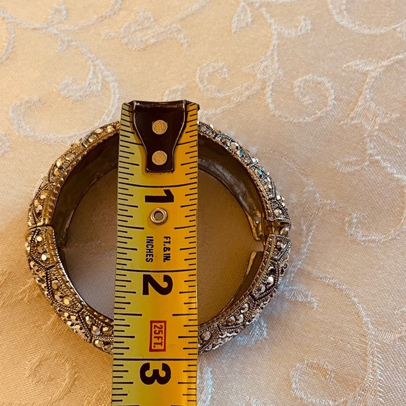 Two Sparkling Silver-Tone Rhinestone Magnetic Closure Bangle Bracelets - Picture 13 of 15